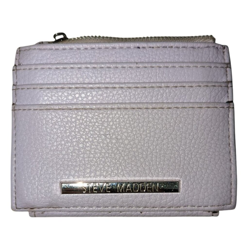 VTG Steve Madden Purple Dusty Lavender Snap Wallet Card Holder ID Window Zipper